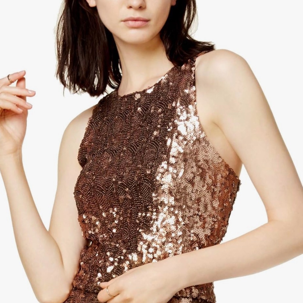 Bar III Rose Gold Sequin Tank Top
